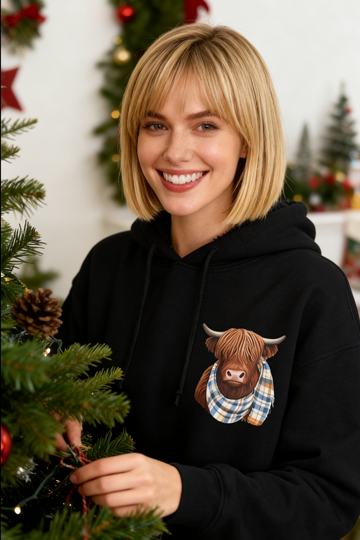 ⏳LAST DAY SALE ONLY£19.99!🔥✨🎁Cute Highland Cow Cozy Fleece-Lined Hooded Sweatshirt🦬