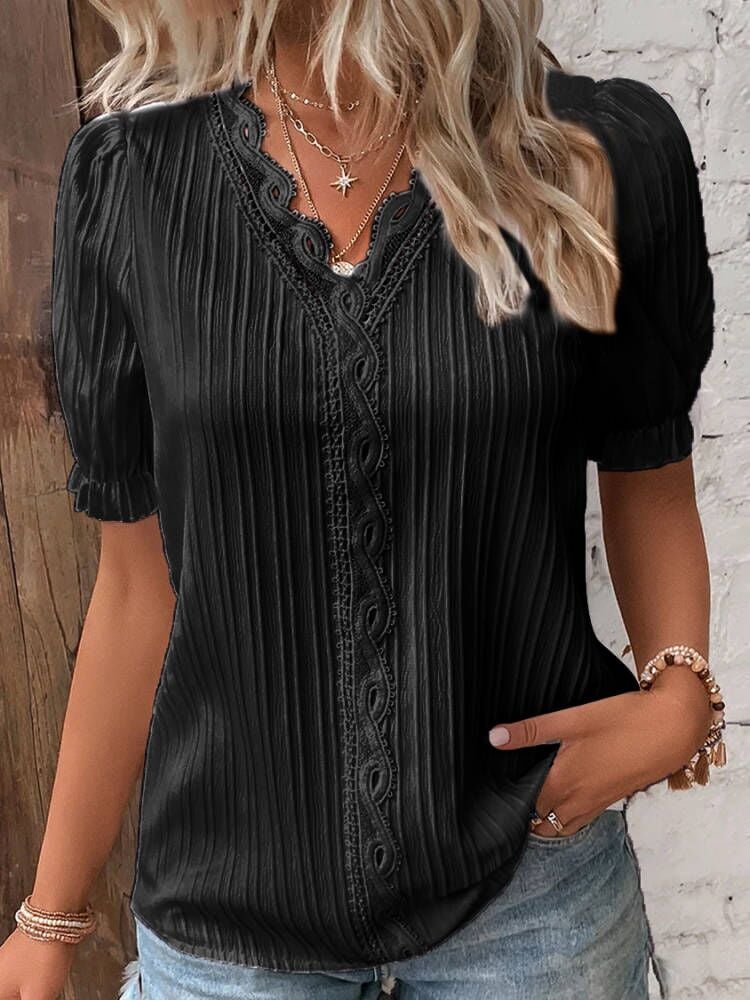 π2025 HOT SALE 50% OFF π V Neck Plain Lace Elegant Shirt