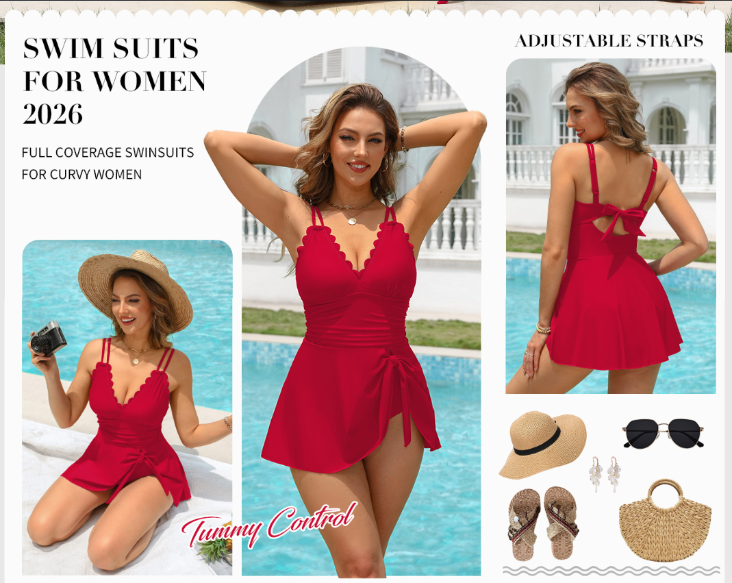 🏖️Summer Hot Sale - ONLY £14.98!!⚡50K+ SOLD!🌞🌊Deep V Knot Detail Skirted Swimsuit