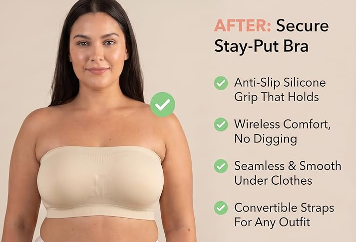 ⏳LAST DAY SALE ONLY £11.99!!🔥Aurelle™ No-Slip Convertible Bandeau – 3-Way Wear, Wire-Free & Trusted by 50K+ Women👙🇬🇧1
