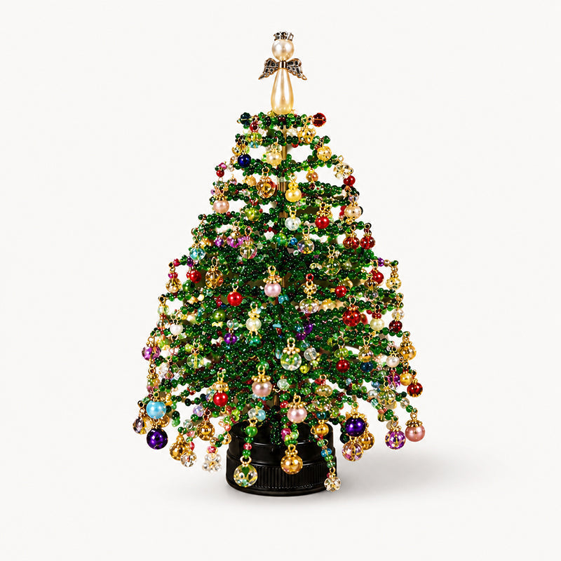 🔥Hot Sale 58% OFF🔥 Elegant Beaded Mini Christmas Tree – Collector's Holiday Decor Set, Tabletop 🎄