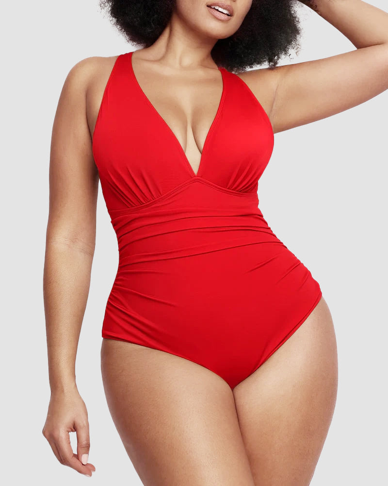 🏖️Last Day Special Price ￡13.99!!🔥🩱Smart Sculpt Plunge Swimsuit Flatter Your Figure