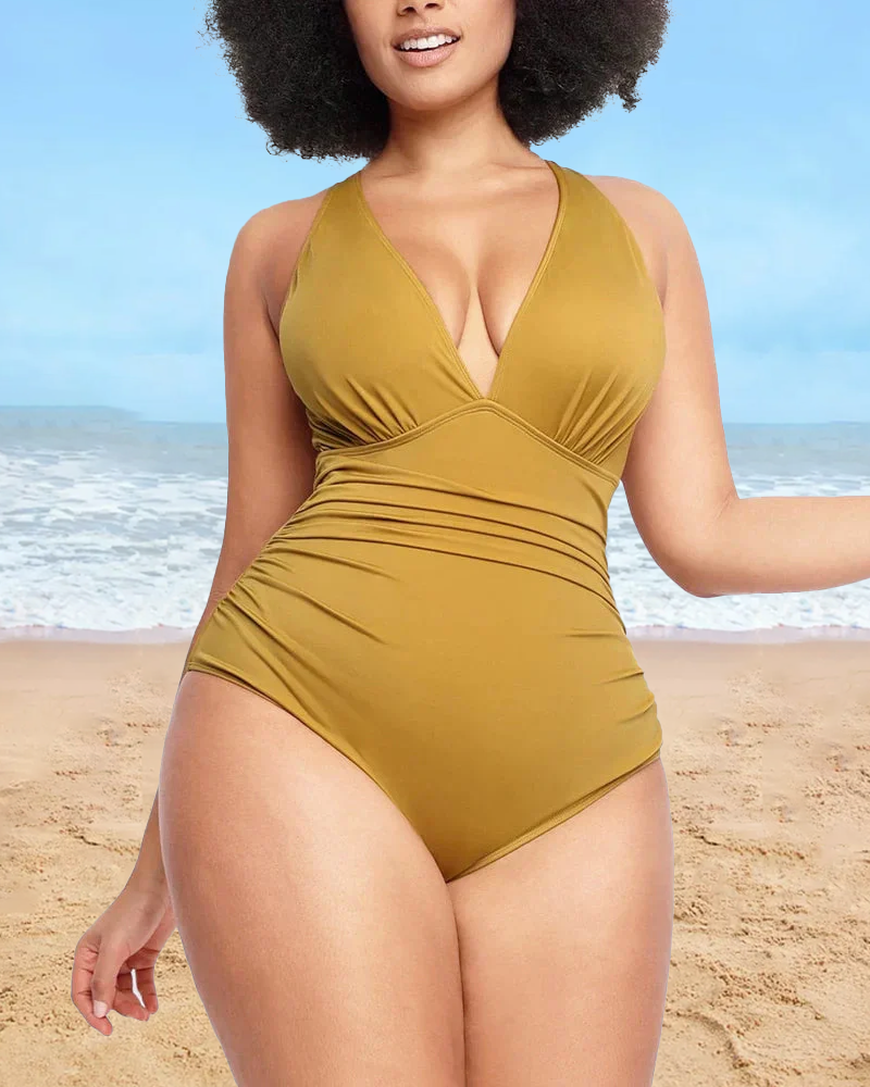 🏖️Last Day Special Price ￡13.99!!🔥🩱Smart Sculpt Plunge Swimsuit Flatter Your Figure