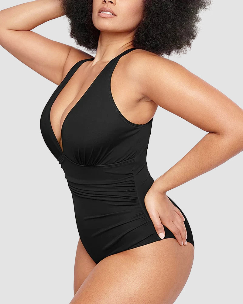 🏖️Last Day Special Price ￡13.99!!🔥🩱Smart Sculpt Plunge Swimsuit Flatter Your Figure