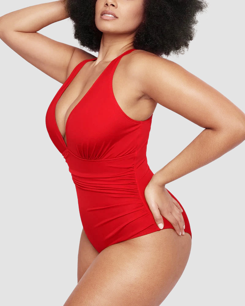 🏖️Last Day Special Price ￡13.99!!🔥🩱Smart Sculpt Plunge Swimsuit Flatter Your Figure