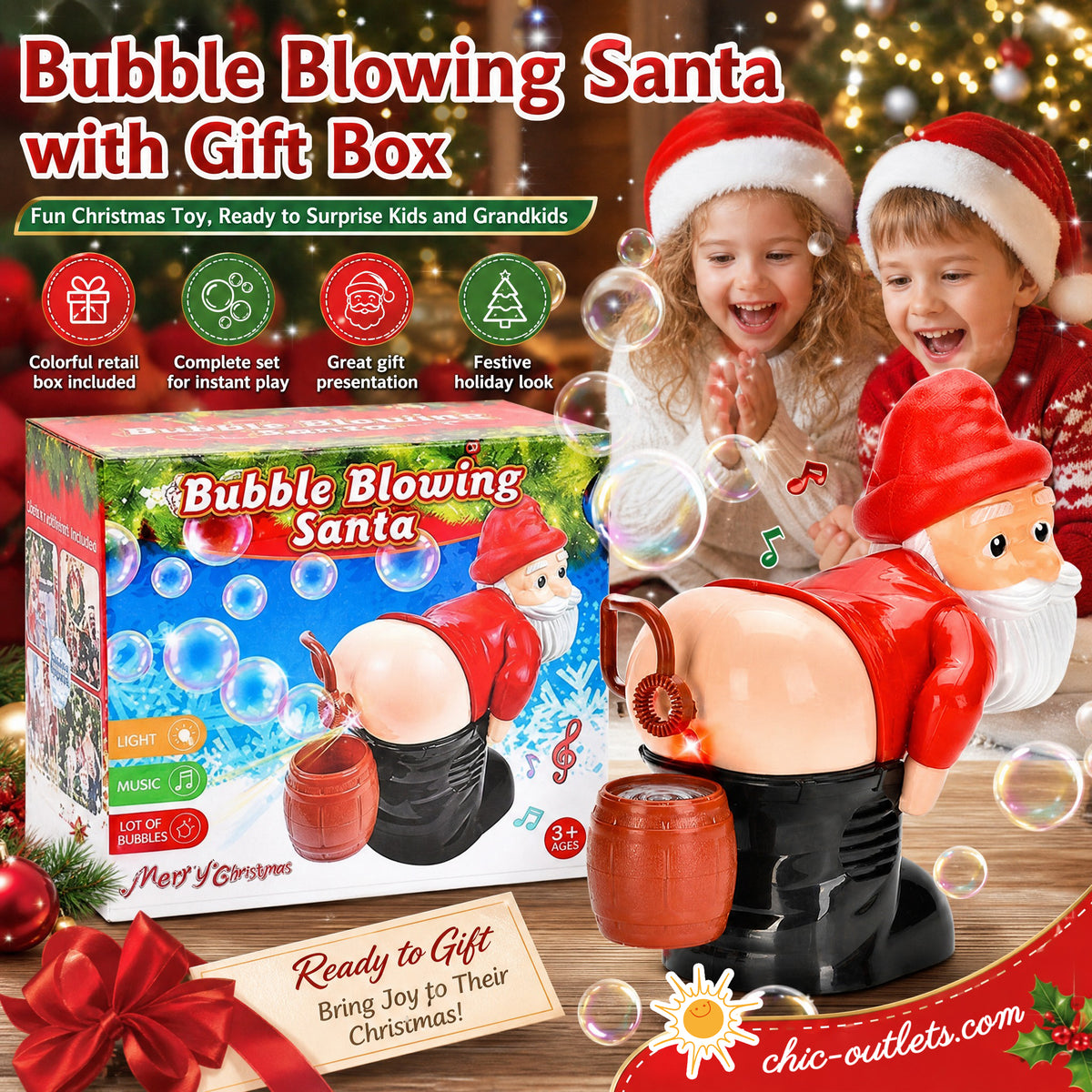 ⏳LAST DAY SALE ONLY ￡13.99!!🎅🎁 50% OFF! Santa Bubble Maker – one-click automatic bubbles with music & lights. Safe rounded edges, perfect Christmas gift for grandkids! 🫧✨