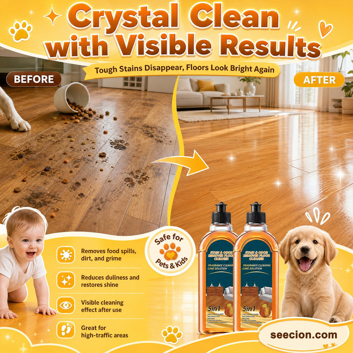🧹LAST DAY SALE ONLY ￡6.99!!✨ Stain & Odor Remover - Deep Cleans Floors in Seconds, Leaves Fresh Scent, Safe for All Surfaces 🏠💦