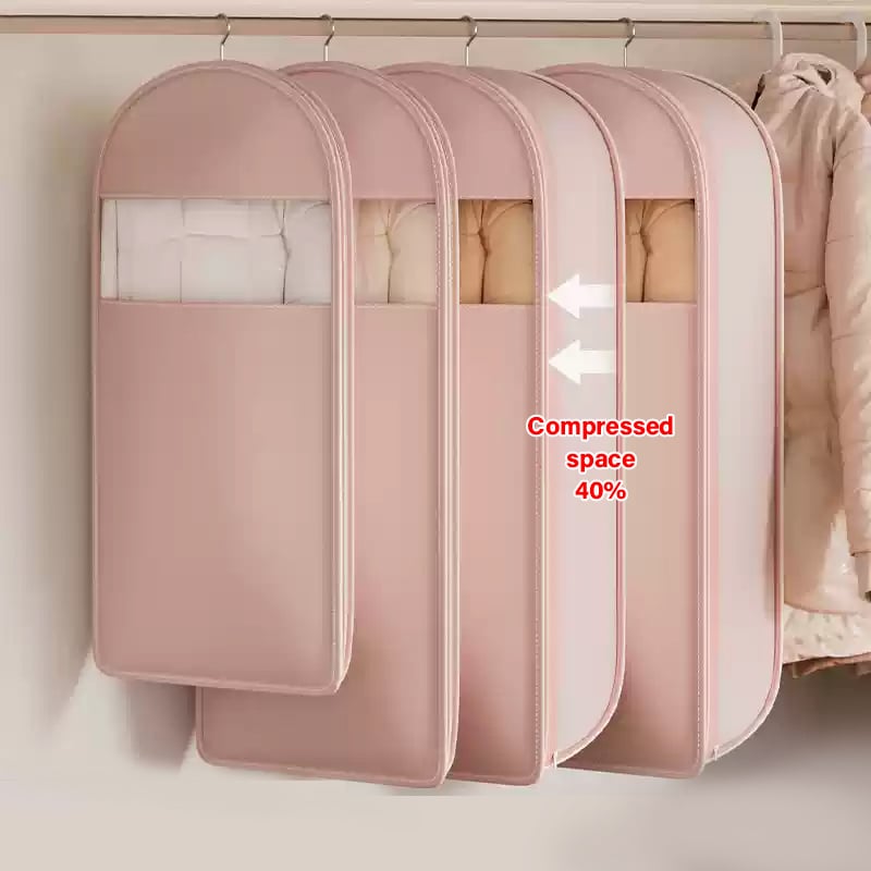 🔥2025  Space Saving Hanging Garment Bag with Self Compression Zipper