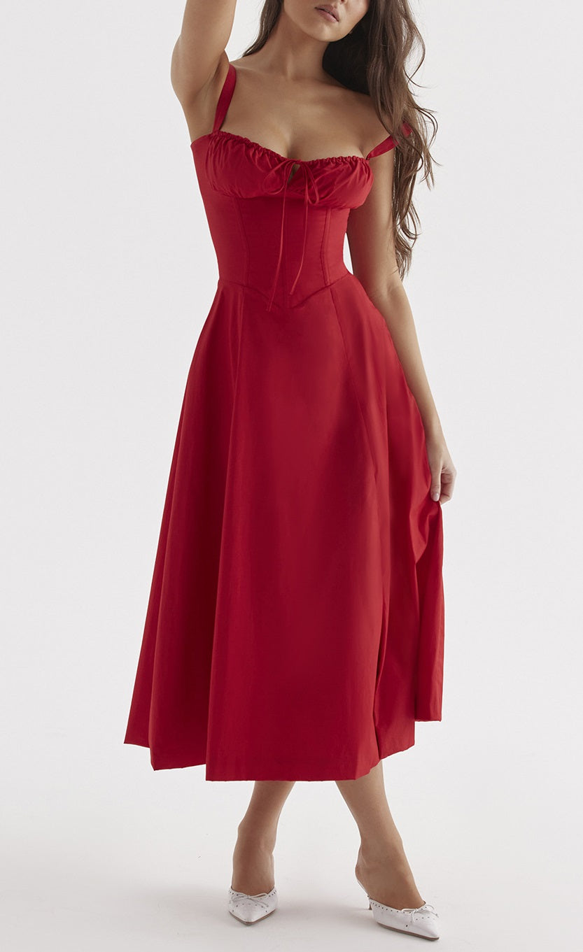 💕HOT SALE 49% OFF💕Frenchy Style All Over Print Ruched Women Lace Up Dress🌸