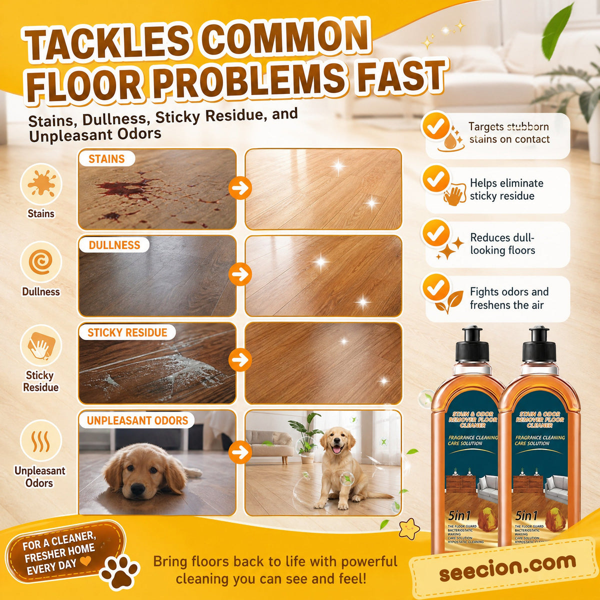 🧹LAST DAY SALE ONLY ￡6.99!!✨ Stain & Odor Remover - Deep Cleans Floors in Seconds, Leaves Fresh Scent, Safe for All Surfaces 🏠💦