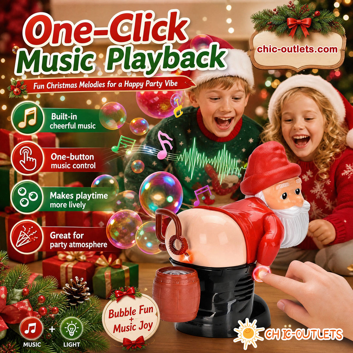 ⏳LAST DAY SALE ONLY ￡13.99!!🎅🎁 50% OFF! Santa Bubble Maker – one-click automatic bubbles with music & lights. Safe rounded edges, perfect Christmas gift for grandkids! 🫧✨