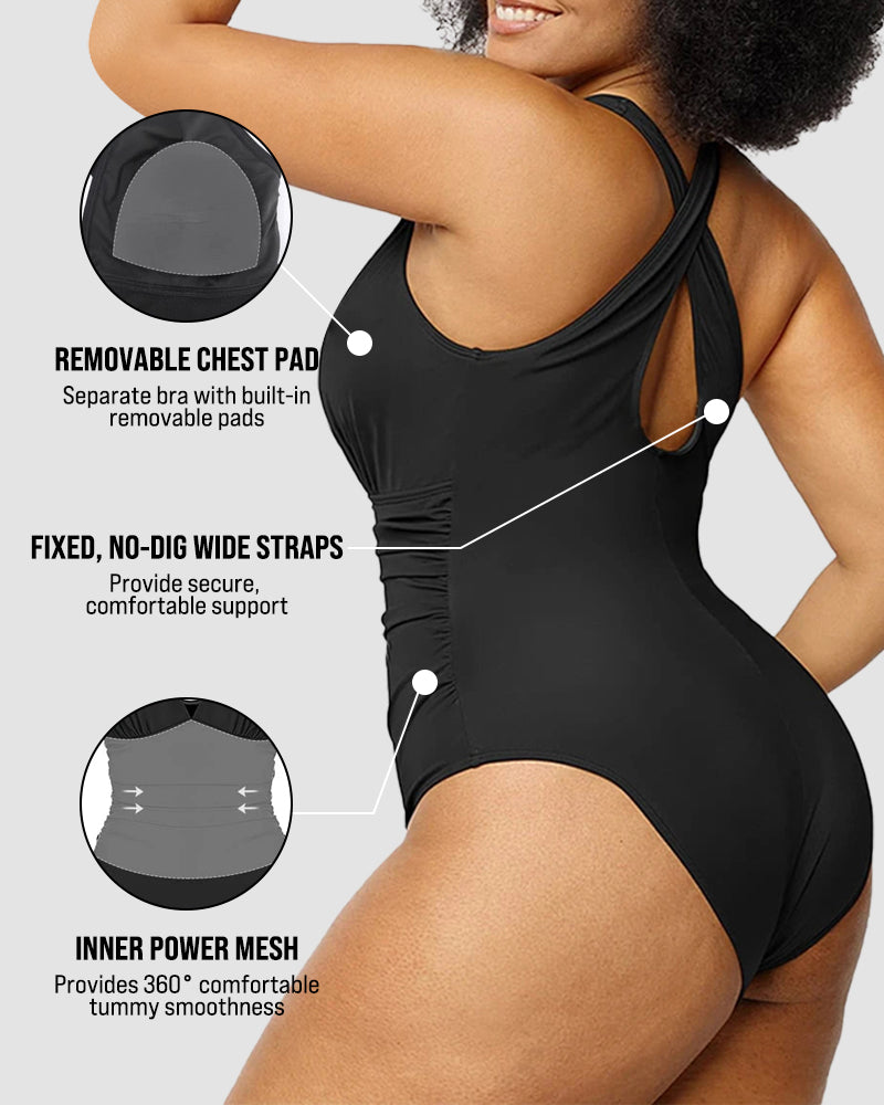 🏖️Last Day Special Price ￡13.99!!🔥🩱Smart Sculpt Plunge Swimsuit Flatter Your Figure