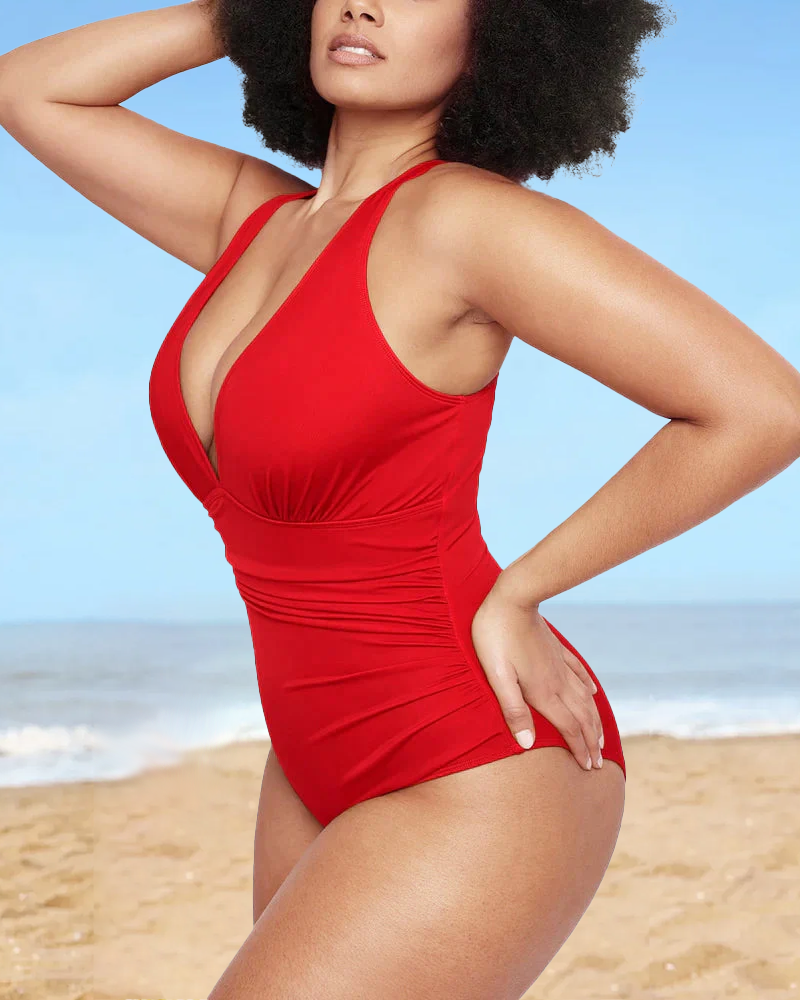 🏖️Last Day Special Price ￡13.99!!🔥🩱Smart Sculpt Plunge Swimsuit Flatter Your Figure