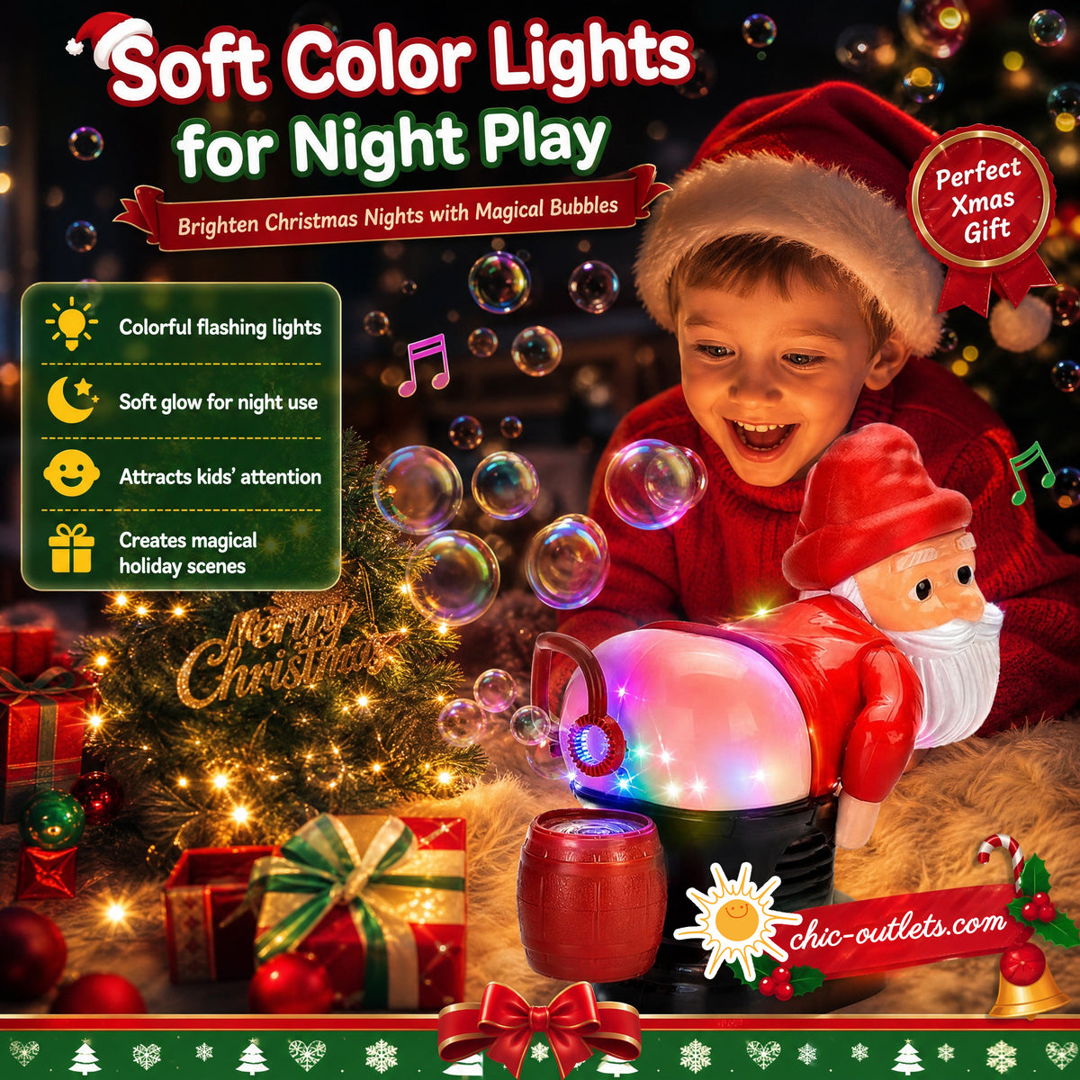 ⏳LAST DAY SALE ONLY ￡13.99!!🎅🎁 50% OFF! Santa Bubble Maker – one-click automatic bubbles with music & lights. Safe rounded edges, perfect Christmas gift for grandkids! 🫧✨