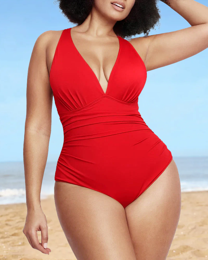 🏖️Last Day Special Price ￡13.99!!🔥🩱Smart Sculpt Plunge Swimsuit Flatter Your Figure