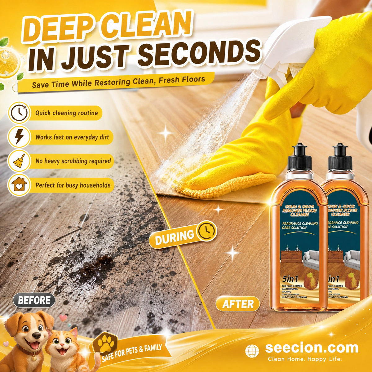 🧹LAST DAY SALE ONLY ￡6.99!!✨ Stain & Odor Remover - Deep Cleans Floors in Seconds, Leaves Fresh Scent, Safe for All Surfaces 🏠💦