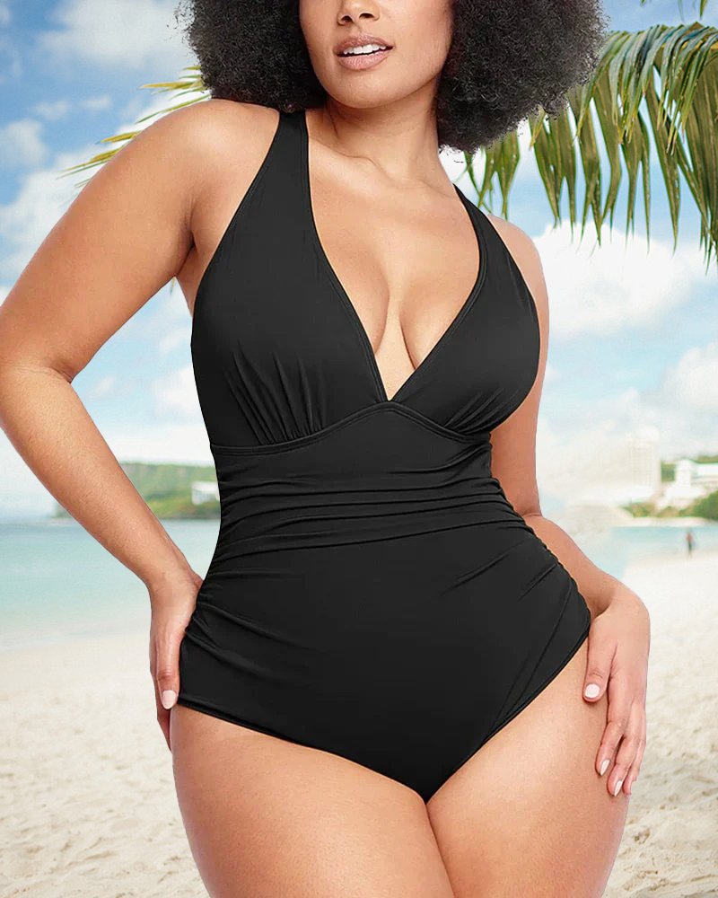 🏖️Last Day Special Price ￡13.99!!🔥🩱Smart Sculpt Plunge Swimsuit Flatter Your Figure