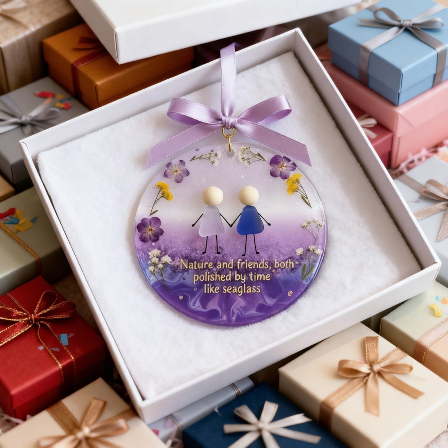 💜Timeless Bonds Sea Glass Christmas Ornament✨Shaped by Nature & Crafted by Hand🪻