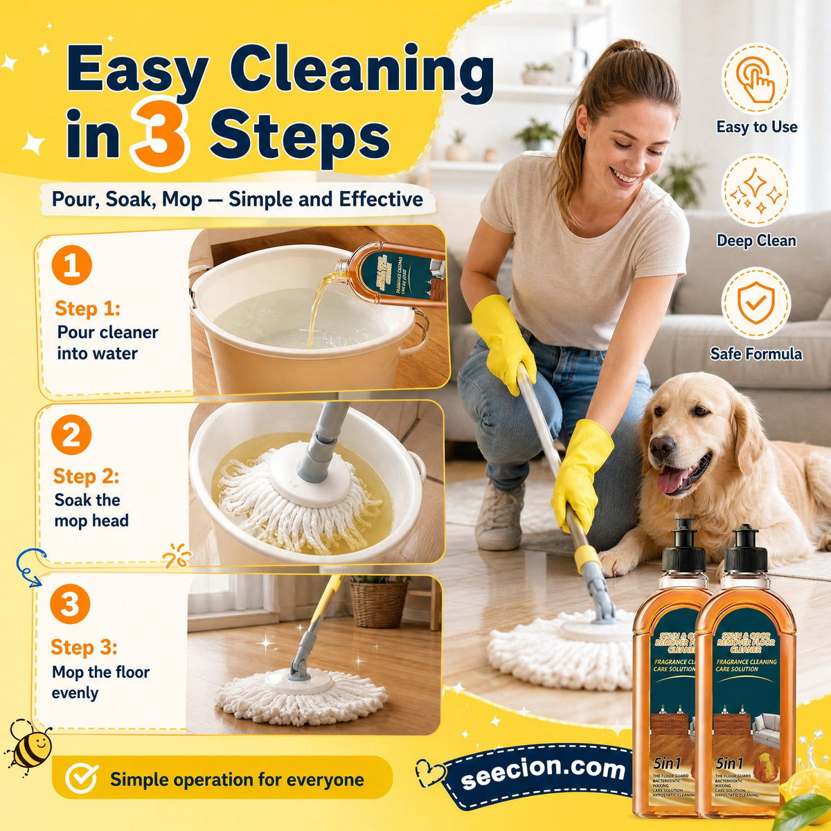 🧹LAST DAY SALE ONLY ￡6.99!!✨ Stain & Odor Remover - Deep Cleans Floors in Seconds, Leaves Fresh Scent, Safe for All Surfaces 🏠💦