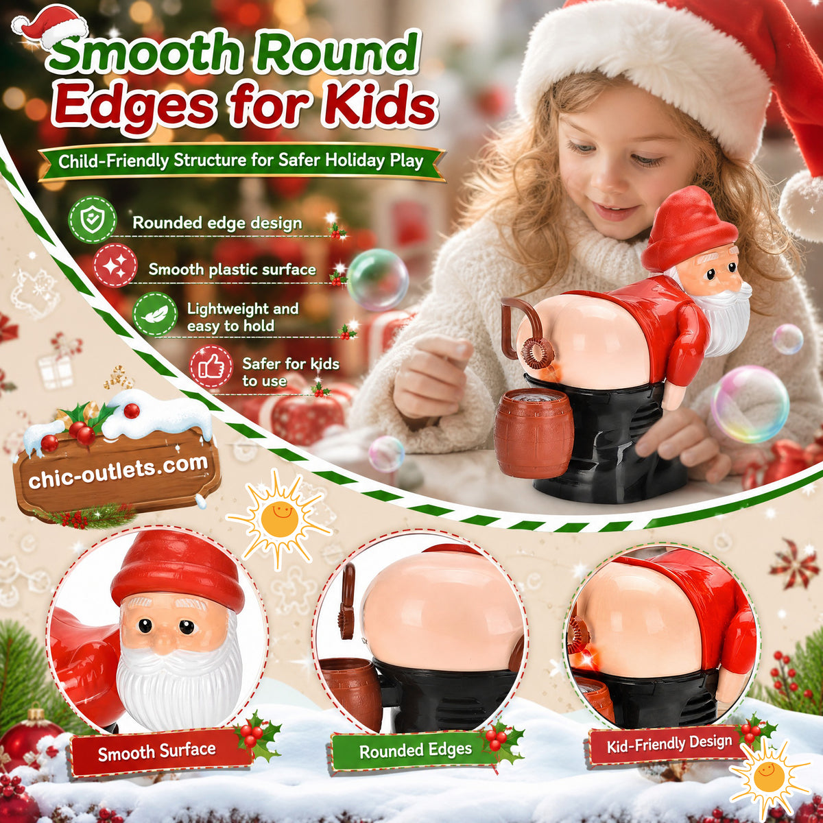 ⏳LAST DAY SALE ONLY ￡13.99!!🎅🎁 50% OFF! Santa Bubble Maker – one-click automatic bubbles with music & lights. Safe rounded edges, perfect Christmas gift for grandkids! 🫧✨
