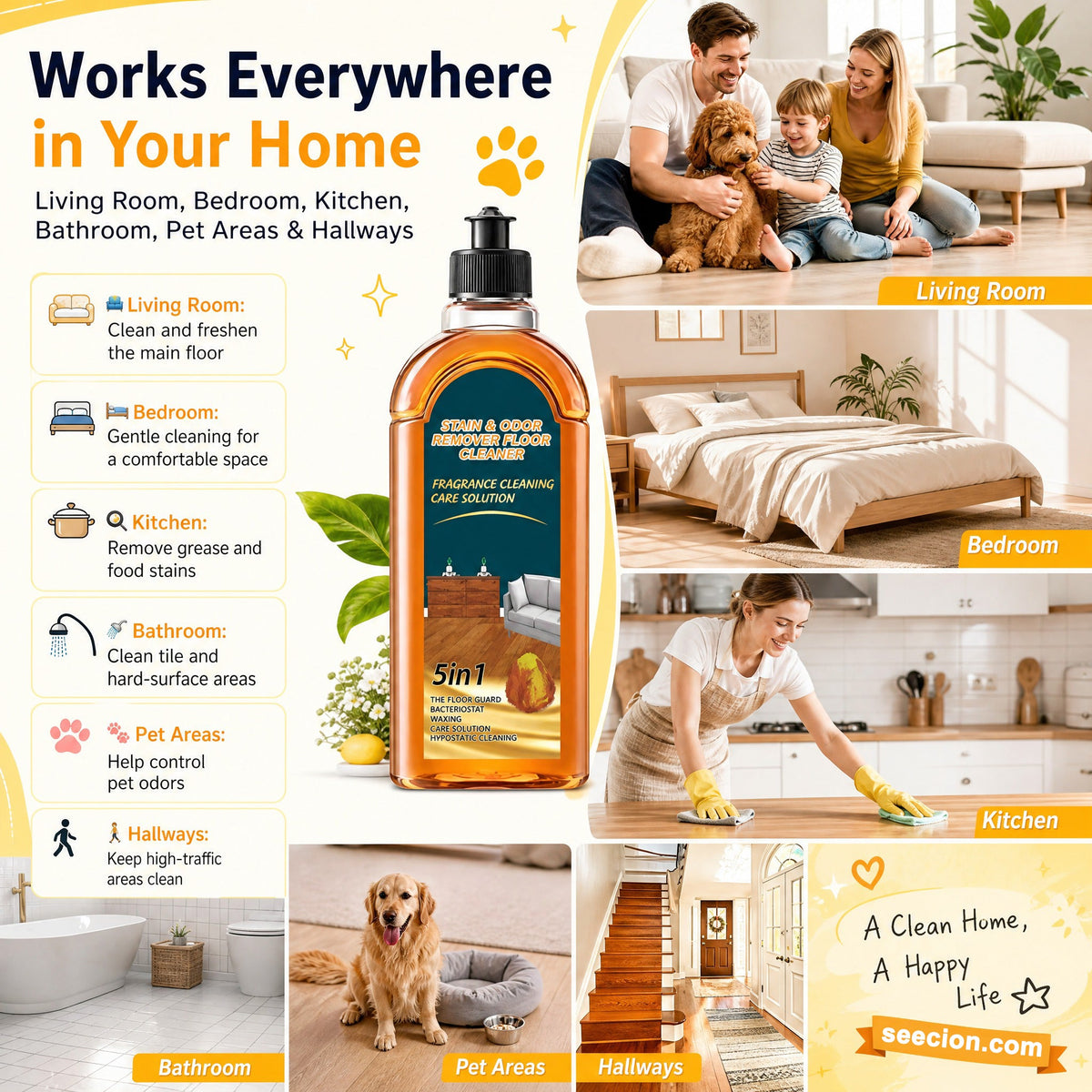 🧹LAST DAY SALE ONLY ￡6.99!!✨ Stain & Odor Remover - Deep Cleans Floors in Seconds, Leaves Fresh Scent, Safe for All Surfaces 🏠💦