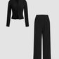 🌈2025 Autumn Hot Sale 49%OFF 🌈 Slim-Fit Long-Sleeve Button-Up Top & Wide-Leg Pants 2-Piece Set