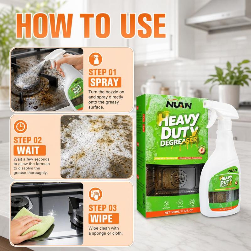⏳LAST DAY SALE ONLY ￡7.99!!🔥NUAN Heavy-Duty Kitchen Degreaser Spray 🧼🔥Powerful Multi-Surface Cleaner for Ovens, Hobs, Grills & Extractor Hoods