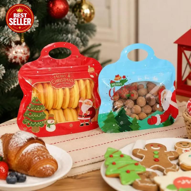 🎁70% OFF!!!-Ready for Christmas!🎅Easy Fill, Easy Seal🎄Festive Self-Seal Treat Bags – Santa & Snowman Print | Resealable, Food-Safe & Perfect for Cookies, Chocolates & Little Gifts🎅⛄
