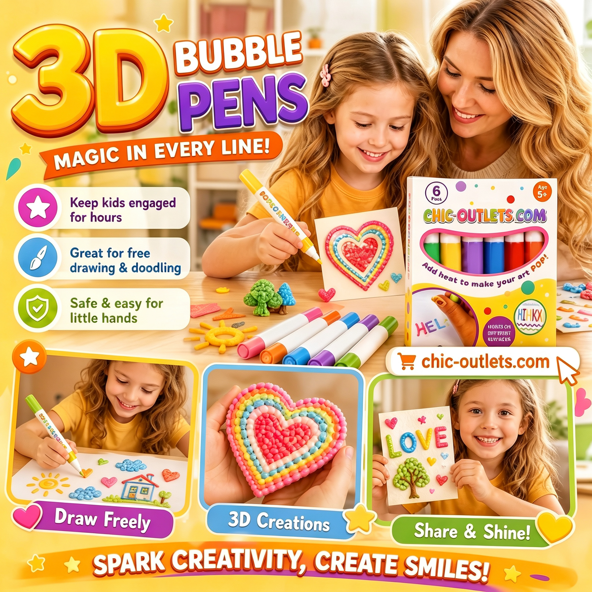 💥LAST DAY BUY 1 GET 1 FREE!!🎁🔮Magic Pen – Draw 3D with one stroke!🎄 DIY Bubble Popcorn Drawing Pens 🔥