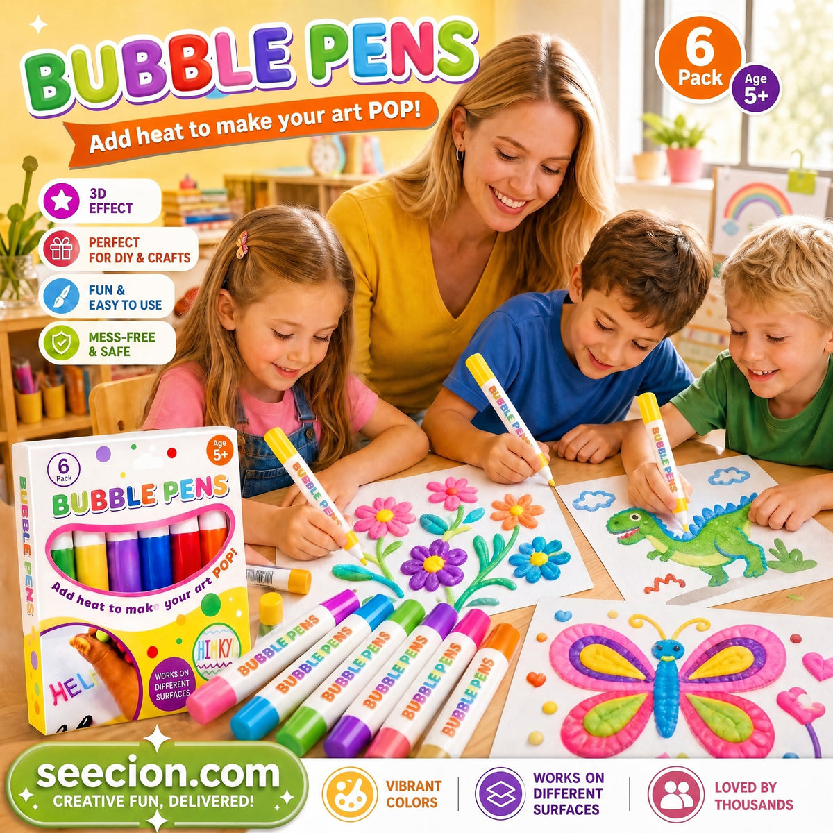 💥LAST DAY BUY 1 GET 1 FREE!!🎁🔮Magic Pen – Draw 3D with one stroke!🎄 DIY Bubble Popcorn Drawing Pens 🔥