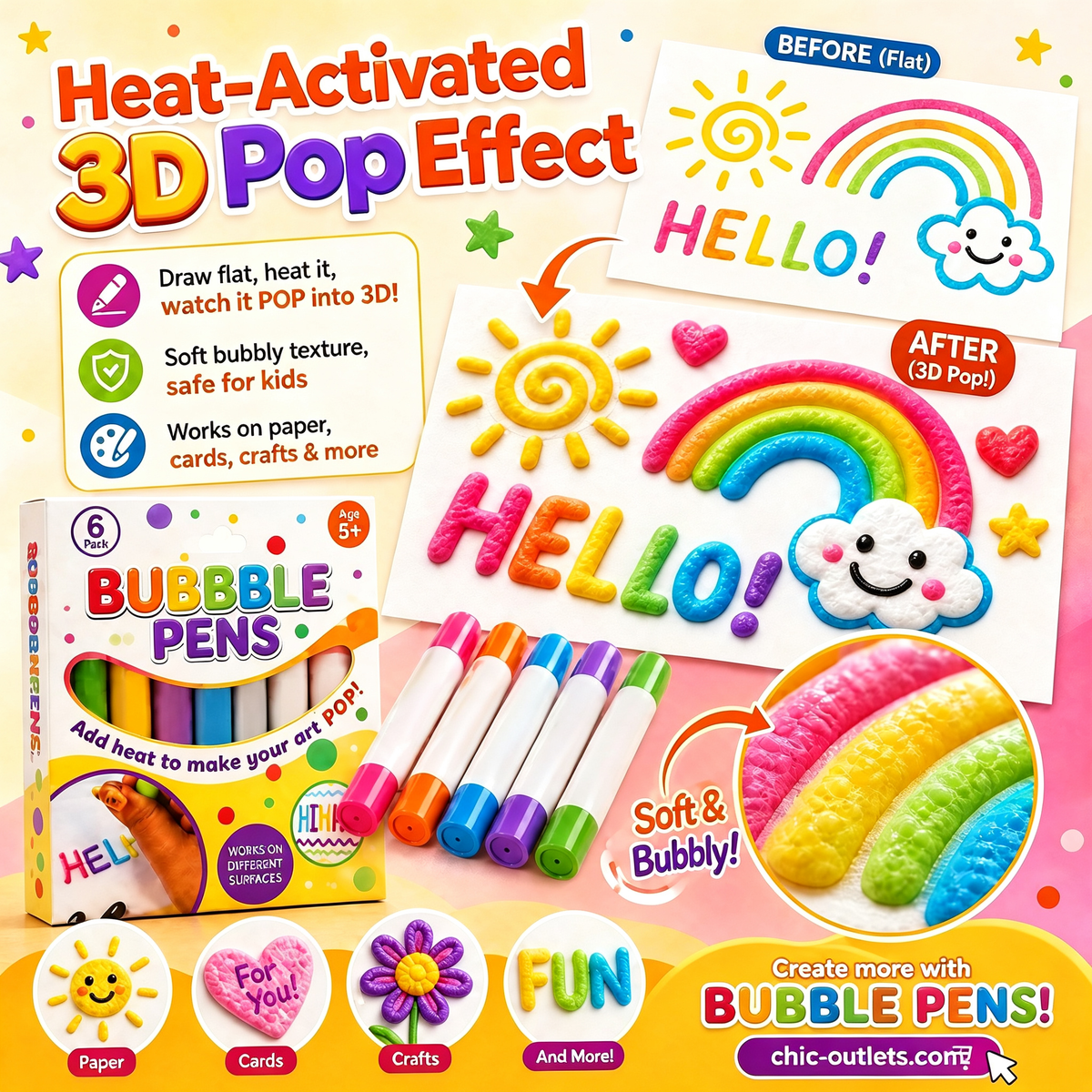 💥LAST DAY BUY 1 GET 1 FREE!!🎁🔮Magic Pen – Draw 3D with one stroke!🎄 DIY Bubble Popcorn Drawing Pens 🔥