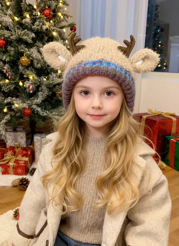 🎁🎄Christmas Sale 49% OFF! 🦌Original design Festive Christmas Antler Hat🧶