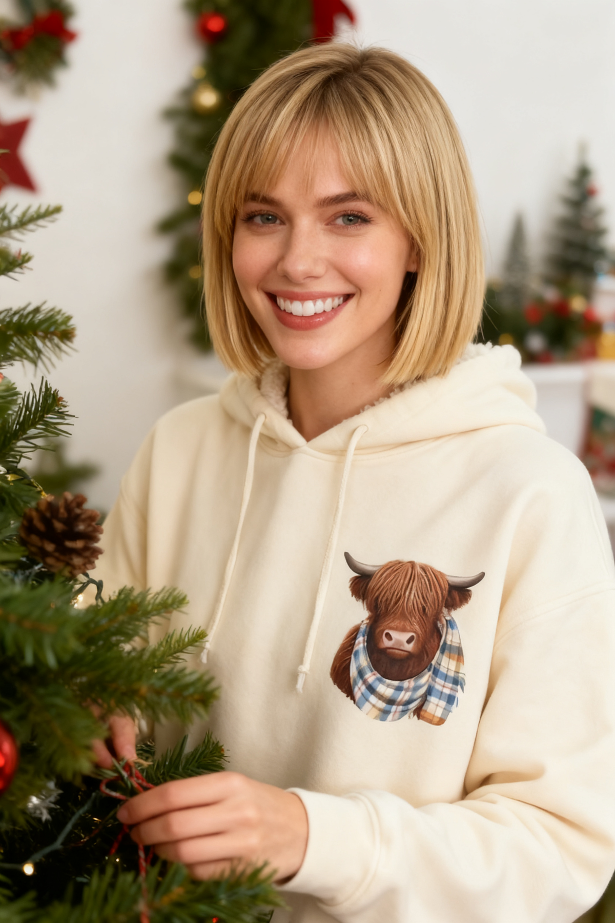 ⏳LAST DAY SALE ONLY￡19.99!🔥✨🎁Cute Highland Cow Cozy Fleece-Lined Hooded Sweatshirt🦬
