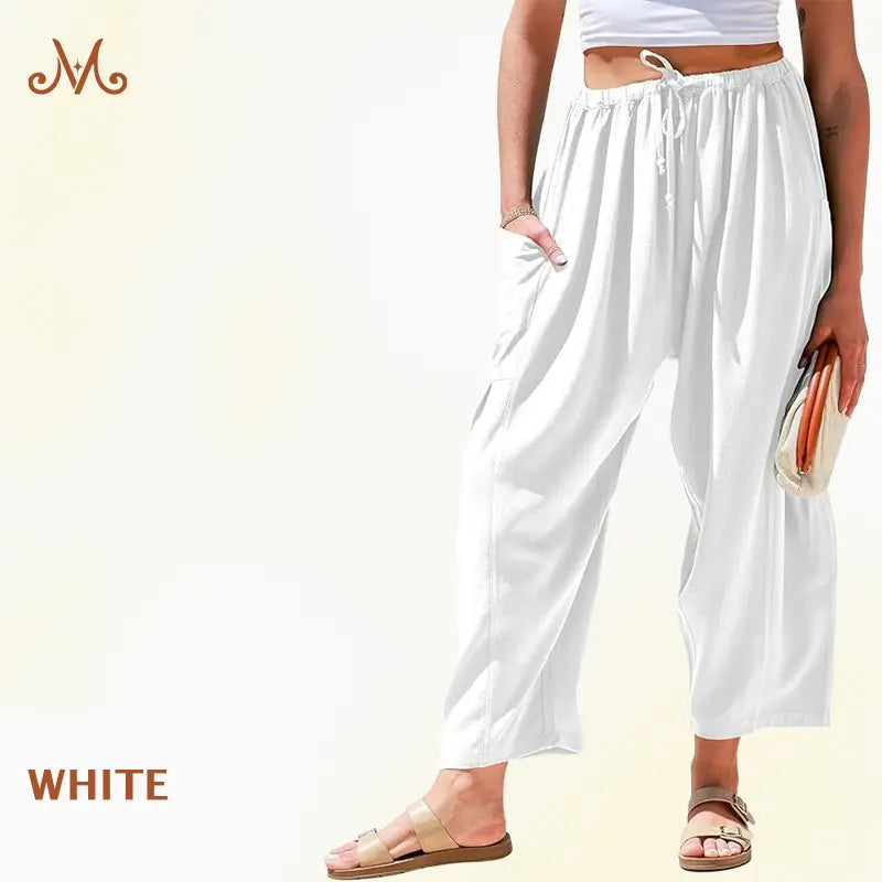 🌞Summer Hot Sale 49% OFF -👖Women's Linen Wide Leg Pants with Pockets