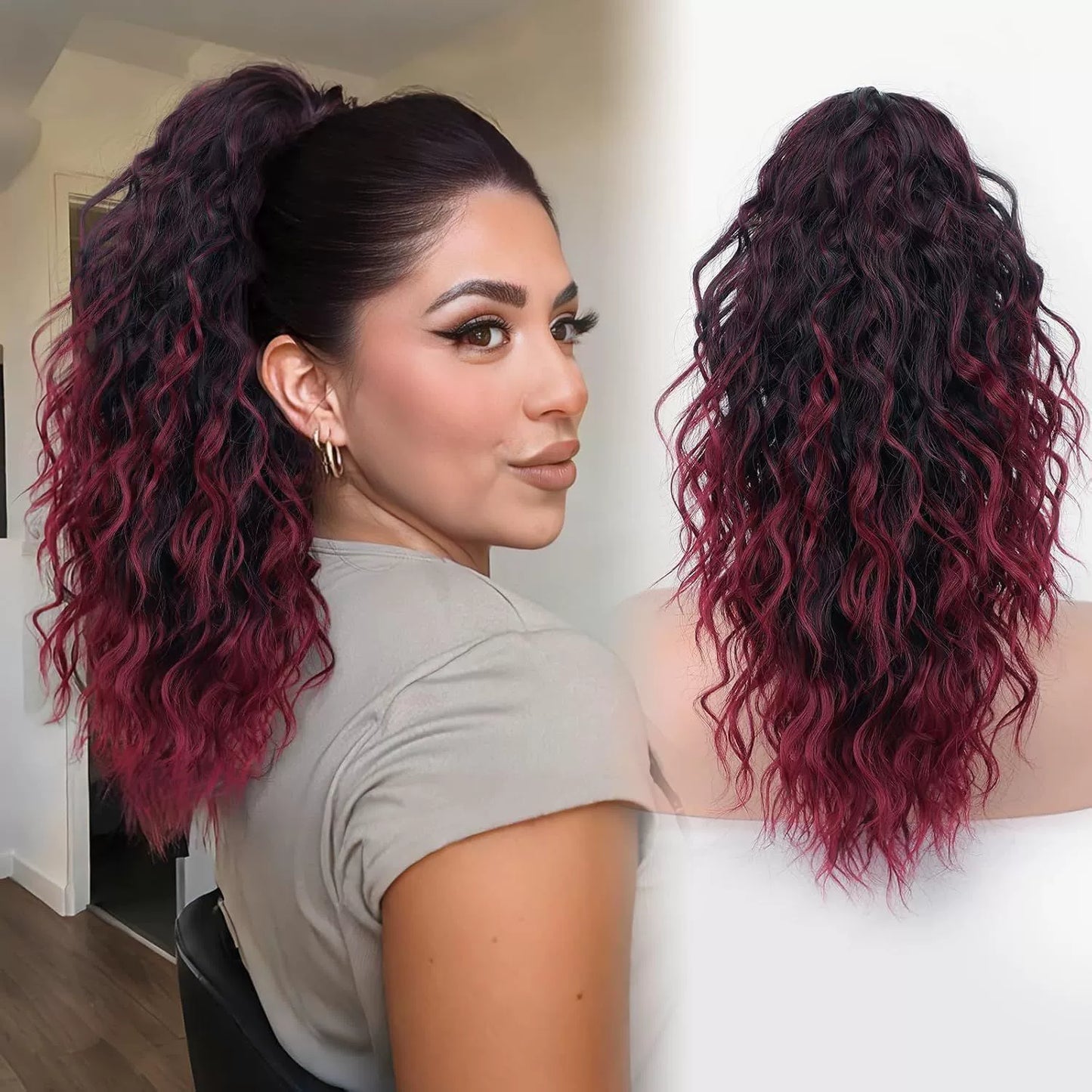 🫧🫧LAST DAY PROMOTION - 49%OFF🫧Curly Wavy Frizzy Hair Extension with Ponytail