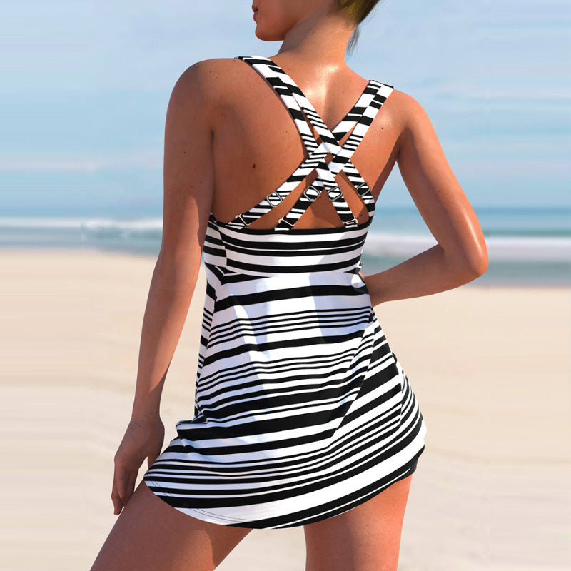 🚨FLASH SAEL 60% OFF!!✨Women's Plants Print V Neck Swimdress & Tankini Set