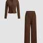 🌈2025 Autumn Hot Sale 49%OFF 🌈 Slim-Fit Long-Sleeve Button-Up Top & Wide-Leg Pants 2-Piece Set