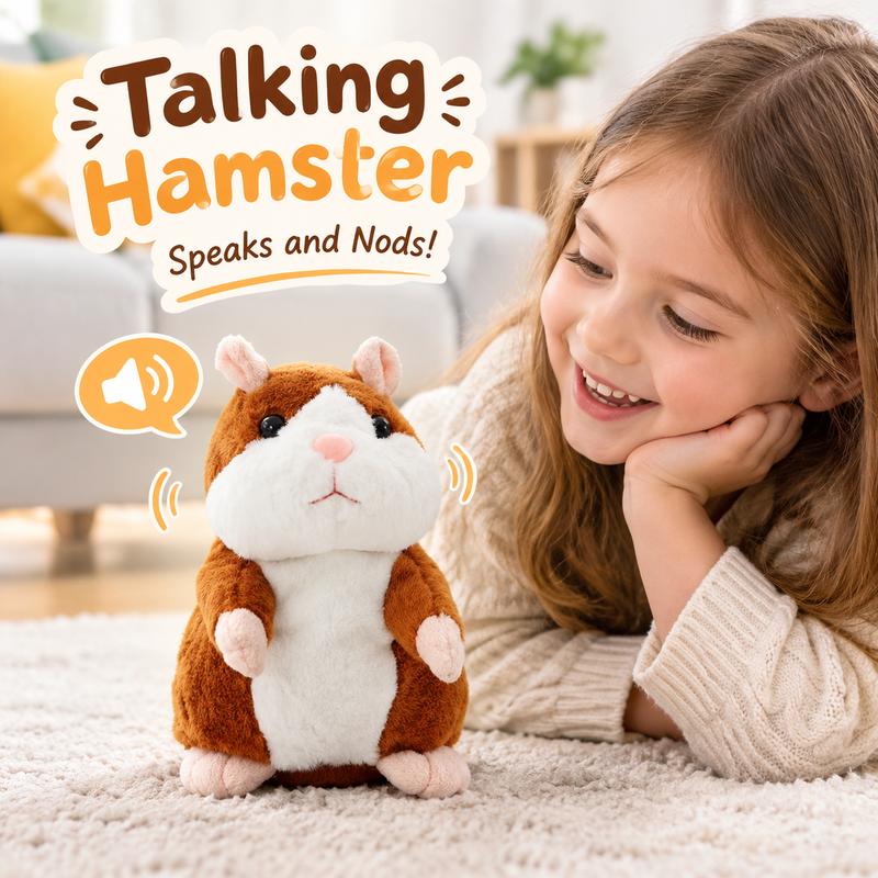 🐹 Last Day Special Price £8.99! ✨Talking Hamster Plush – repeats whatever you say, auto head-shaking, hilarious fun for kids & adults.🎁