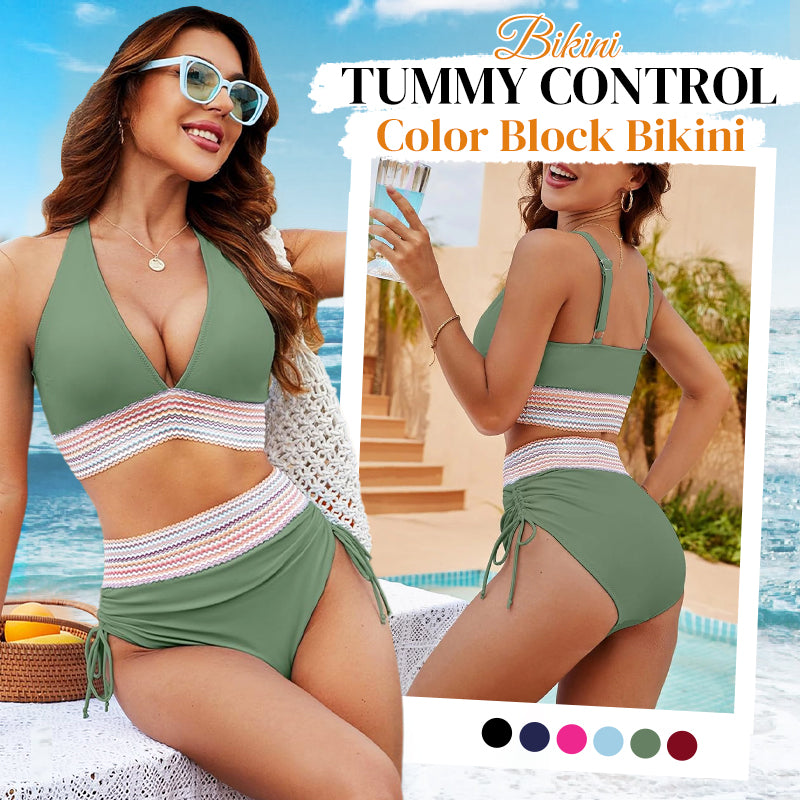 👙2026 New Type 49% OFF💥👙High Waisted Tummy Control Color Block Bikini Sets3