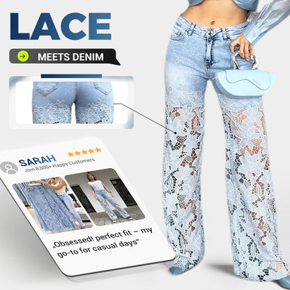 🌸Black Friday HOT SALE 50% Off🌸High Waisted Lace Splicing Jeans