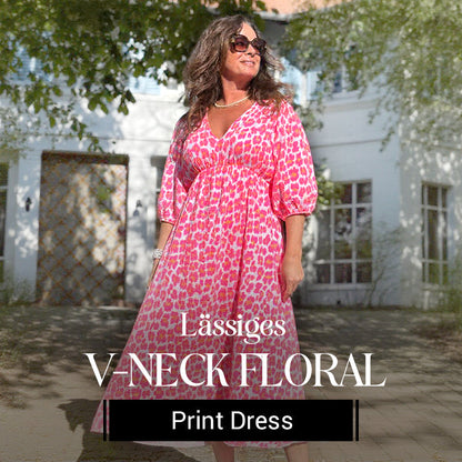 🎨 LAST DAY PROMOTION - 50%OFF💥 Women's V-Neck Printed Dress – Brushstrokes of Summer🌺