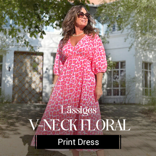 🎨 LAST DAY PROMOTION - 50%OFF💥 Women's V-Neck Printed Dress – Brushstrokes of Summer🌺