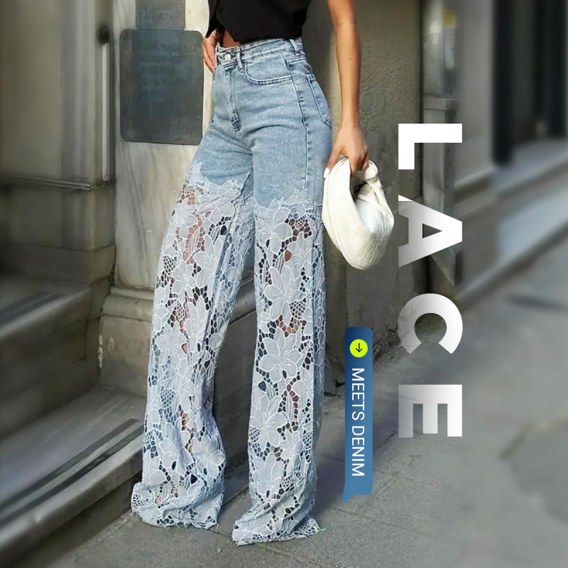 🌸Black Friday HOT SALE 50% Off🌸High Waisted Lace Splicing Jeans