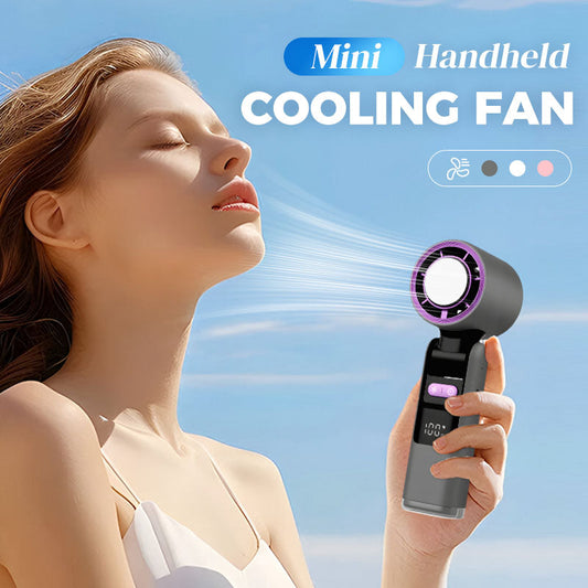 ❄️ 3 in 1 Mini Handheld Cooling Fan - 199 Speed Wind Power & Ice Cooling Function