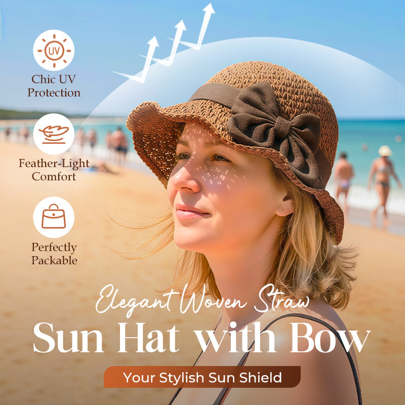 👒LAST DAY SALE ONLY ￡9.99!🌞Elegant Woven Straw Sun Hat with Bow