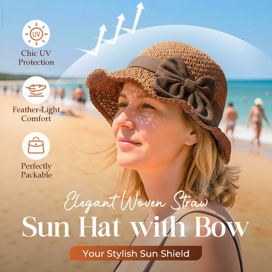 👒LAST DAY SALE ONLY ￡9.99!🌞Elegant Woven Straw Sun Hat with Bow