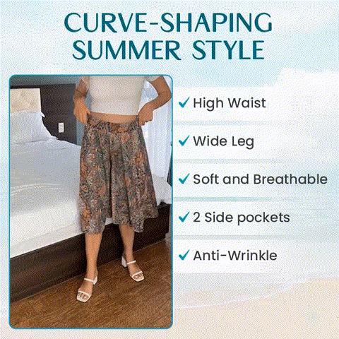💕HOT SALE 70% OFF🌷💕 Women's High Elastic Waist Pleated Chiffon Wide Leg Culottes