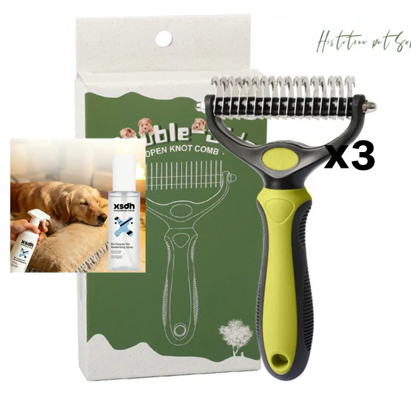 ⏳LAST DAY: Buy 2 Get 1 FREE! 🎉 #1 in UK Pet Grooming 2026 🏆Professional Double-Sided Deshedding Brush for Dogs & Cats – Reduces Shedding by 90%💪
