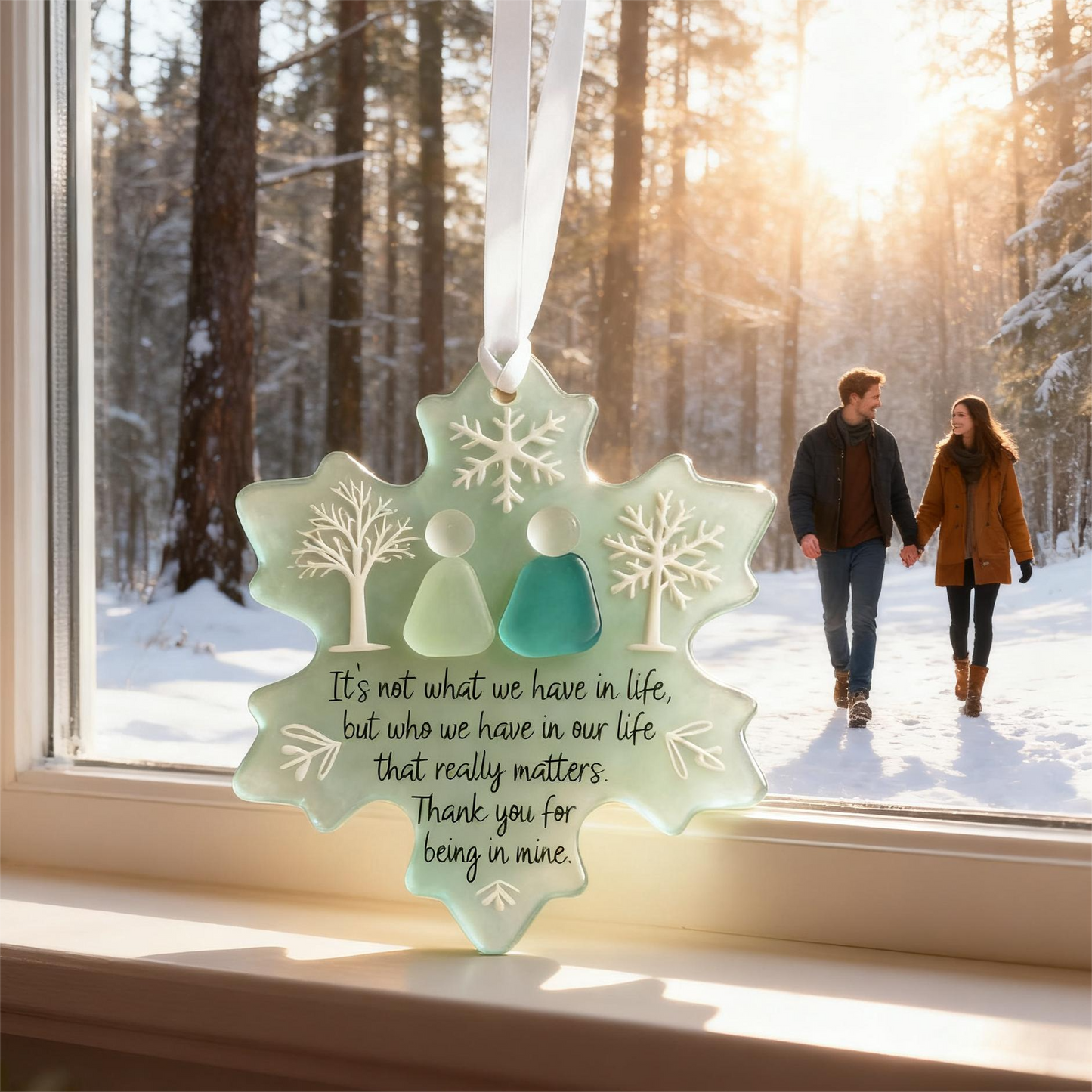 🌊Snowflake-Shaped Sea Glass Friendship Decor❄✨ Shaped by Nature & Crafted by Hand!1