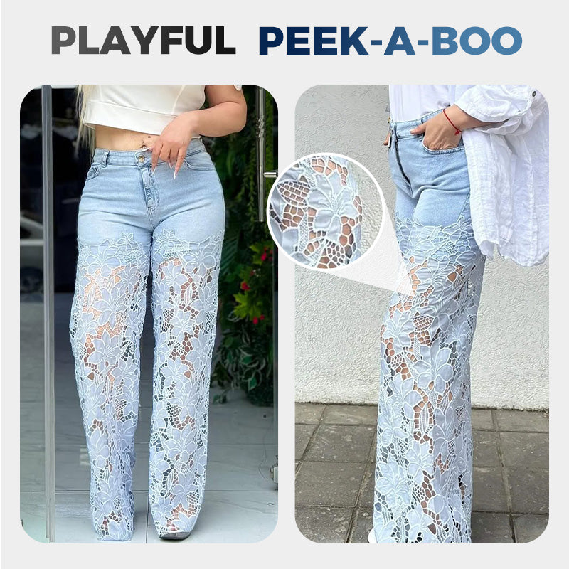 🌸Black Friday HOT SALE 50% Off🌸High Waisted Lace Splicing Jeans